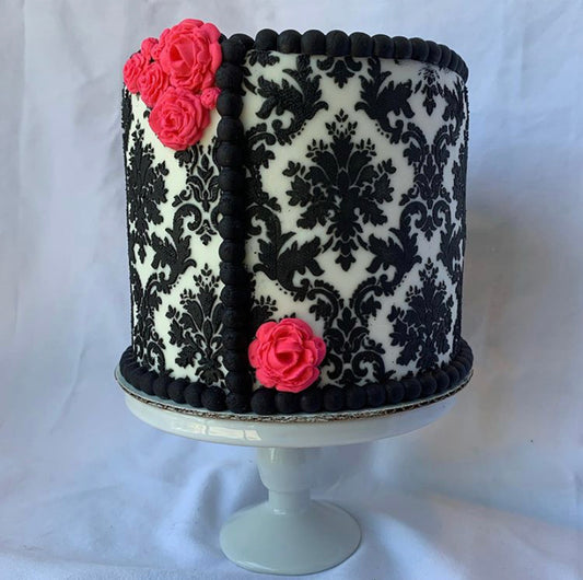 6" Black Velvet Damask Cake